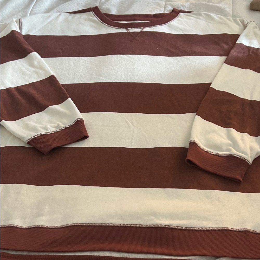 Striped Brown and White Sweatshirt